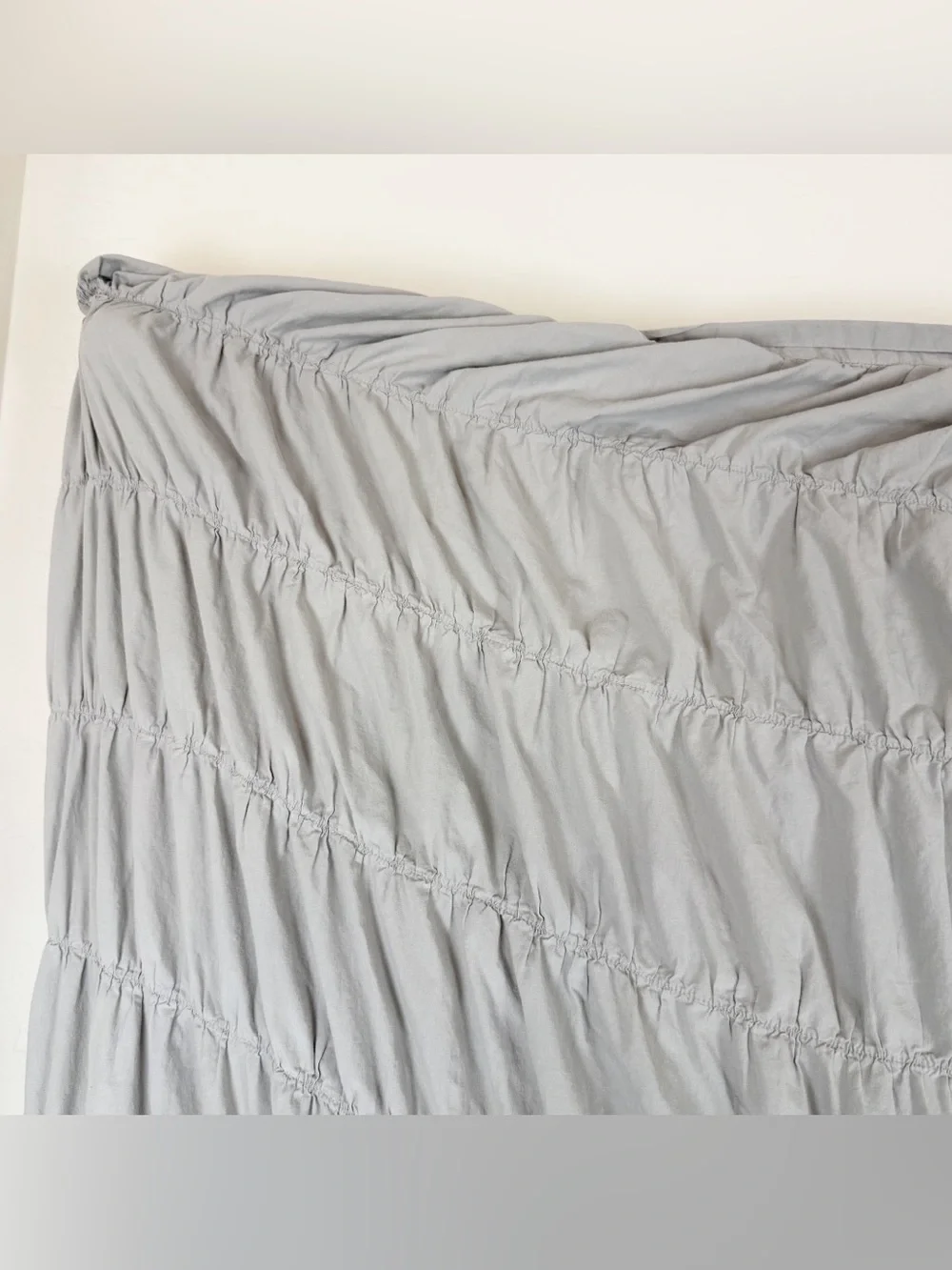 POTTERY BARN TEEN RUCHED LT GRAY 100% COTTON TWIN DUVET COVER